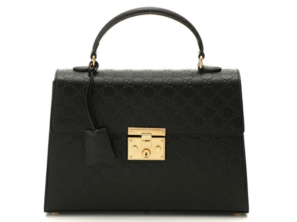 Gucci Guccissima Padlock Top Handle Black